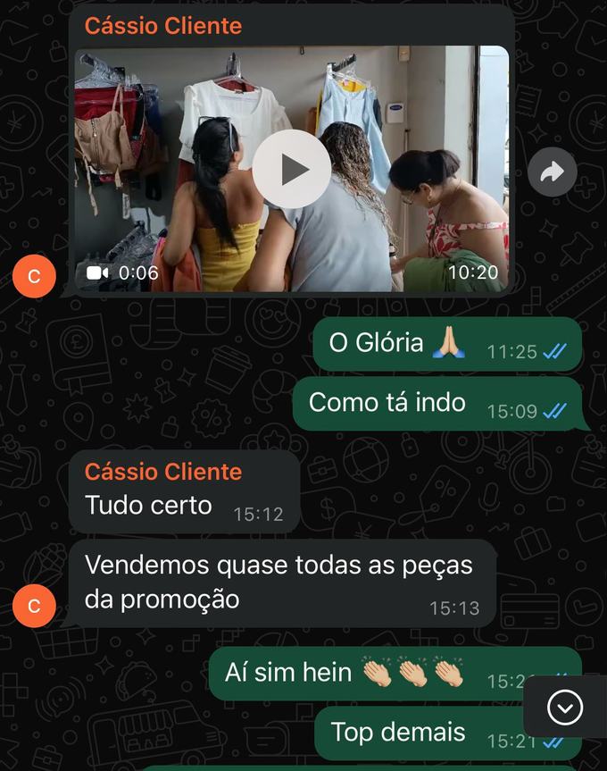 Conversa de WhatsApp com Cássio