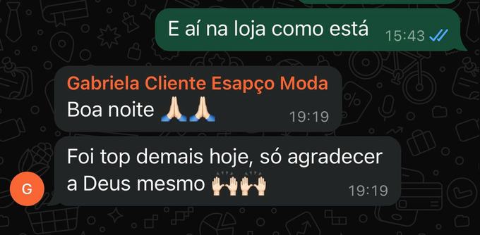 Conversa de WhatsApp com Gabriela