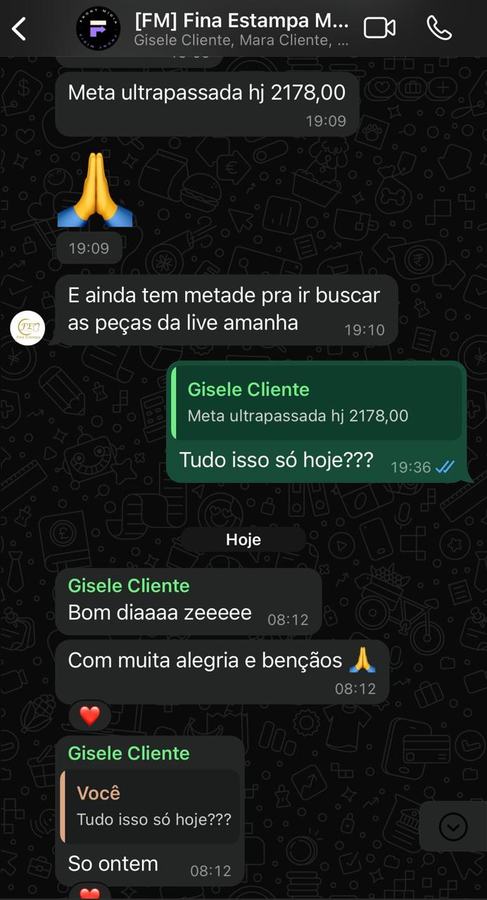 Conversa de WhatsApp com Gisele